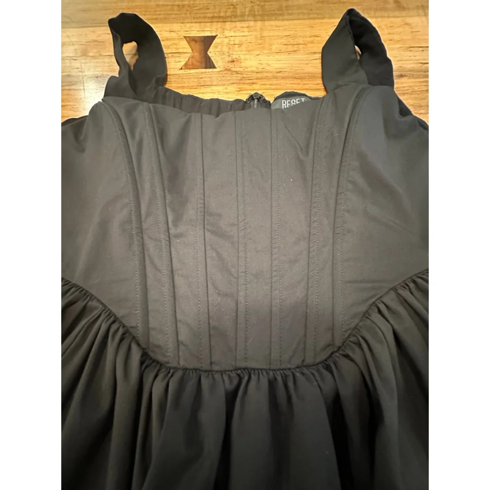 RESET Black Corset Mini Dress Size Large Goth Grunge Tulle - Picture 11 of 13